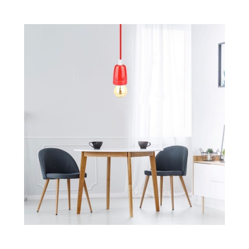 Cavo di alimentazione 1xE27/60W/230V rosso/porcellana