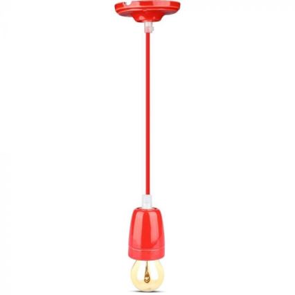Cavo di alimentazione 1xE27/60W/230V rosso/porcellana