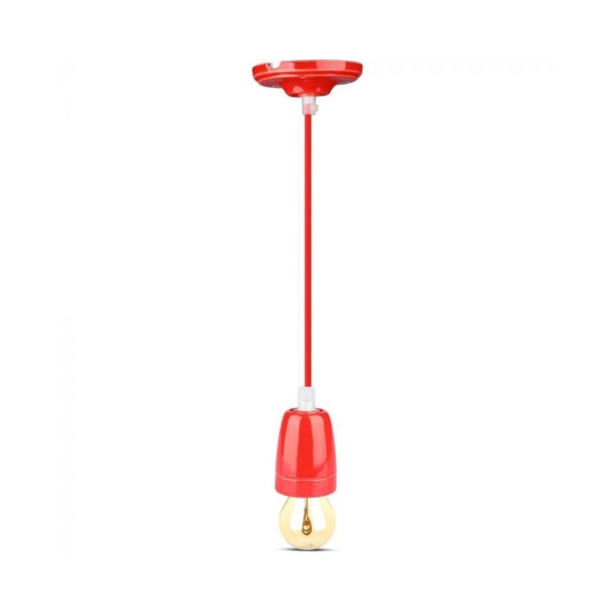 Cavo di alimentazione 1xE27/60W/230V rosso/porcellana