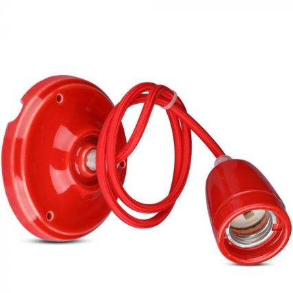 Cavo di alimentazione 1xE27/60W/230V rosso/porcellana