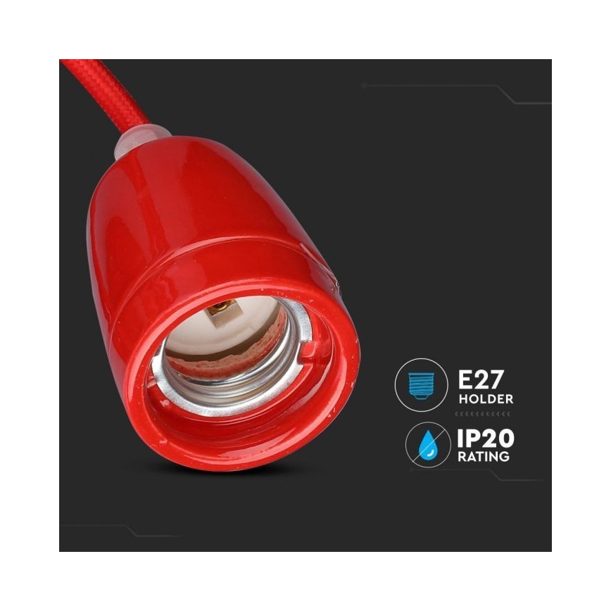 Cavo di alimentazione 1xE27/60W/230V rosso/porcellana