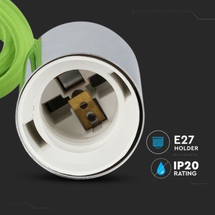 Cavo di alimentazione 1xE27/60W/230V verde/cromo lucido