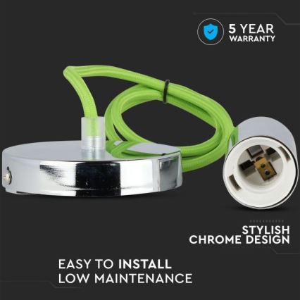 Cavo di alimentazione 1xE27/60W/230V verde/cromo lucido