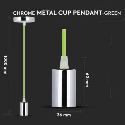 Cavo di alimentazione 1xE27/60W/230V verde/cromo lucido