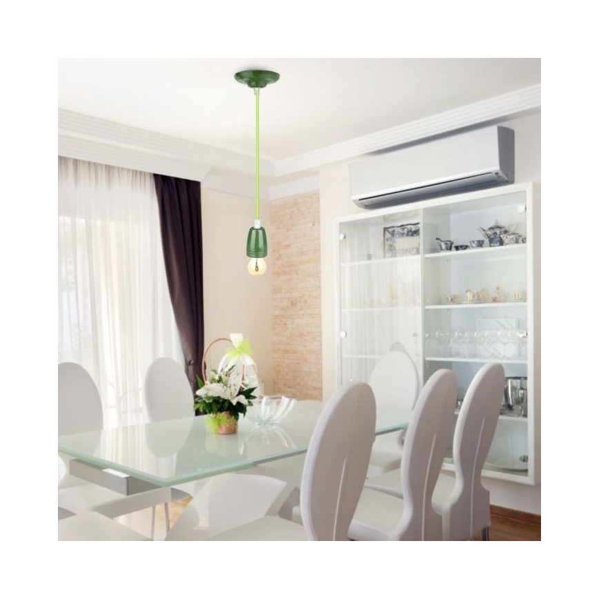 Cavo di alimentazione 1xE27/60W/230V verde/porcellana