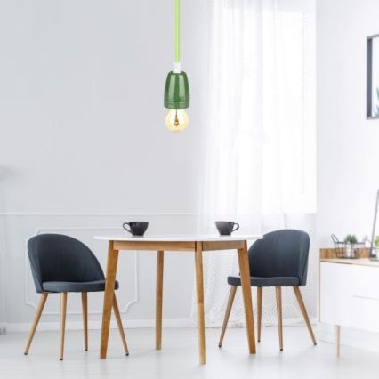 Cavo di alimentazione 1xE27/60W/230V verde/porcellana