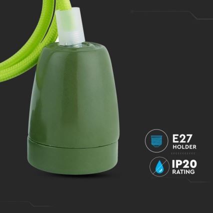 Cavo di alimentazione 1xE27/60W/230V verde/porcellana