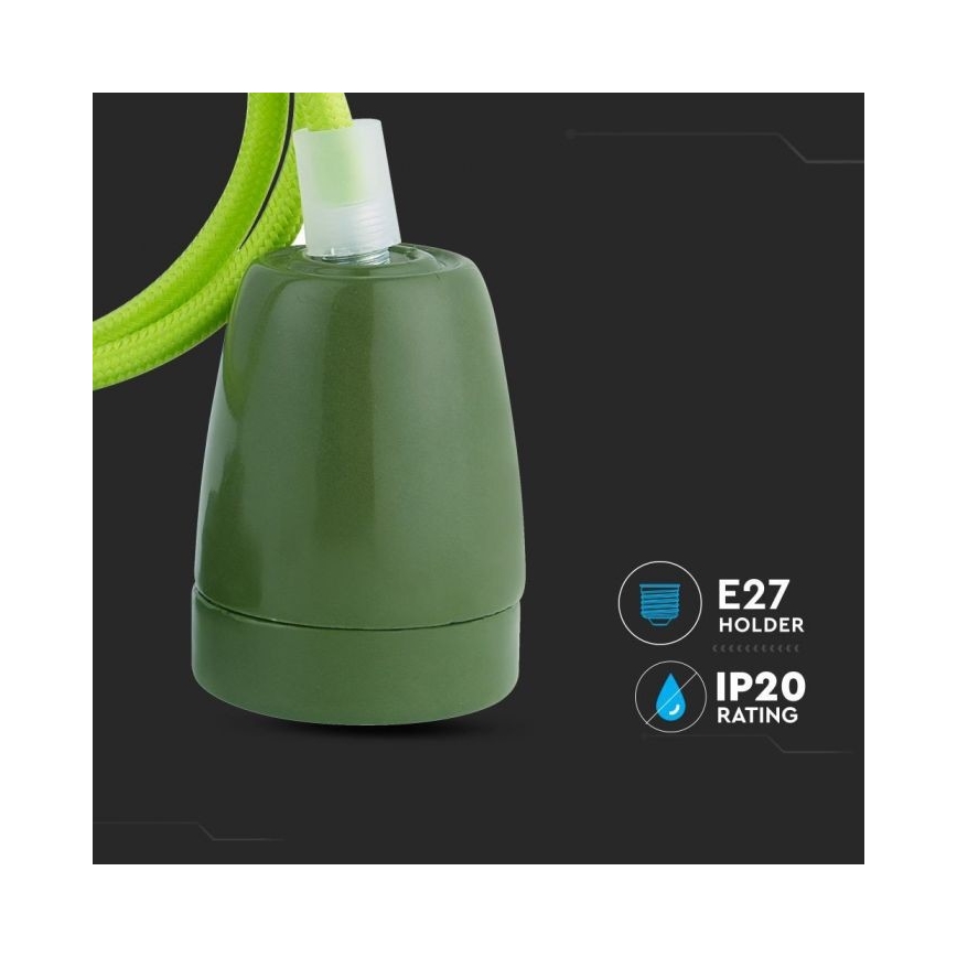 Cavo di alimentazione 1xE27/60W/230V verde/porcellana