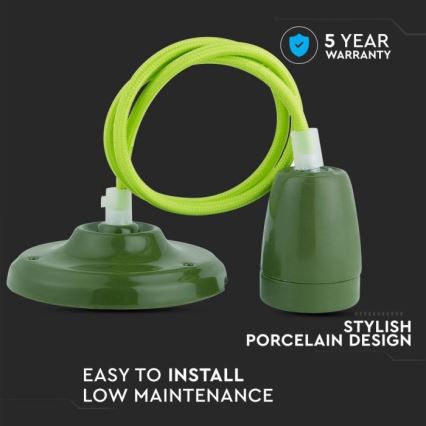 Cavo di alimentazione 1xE27/60W/230V verde/porcellana