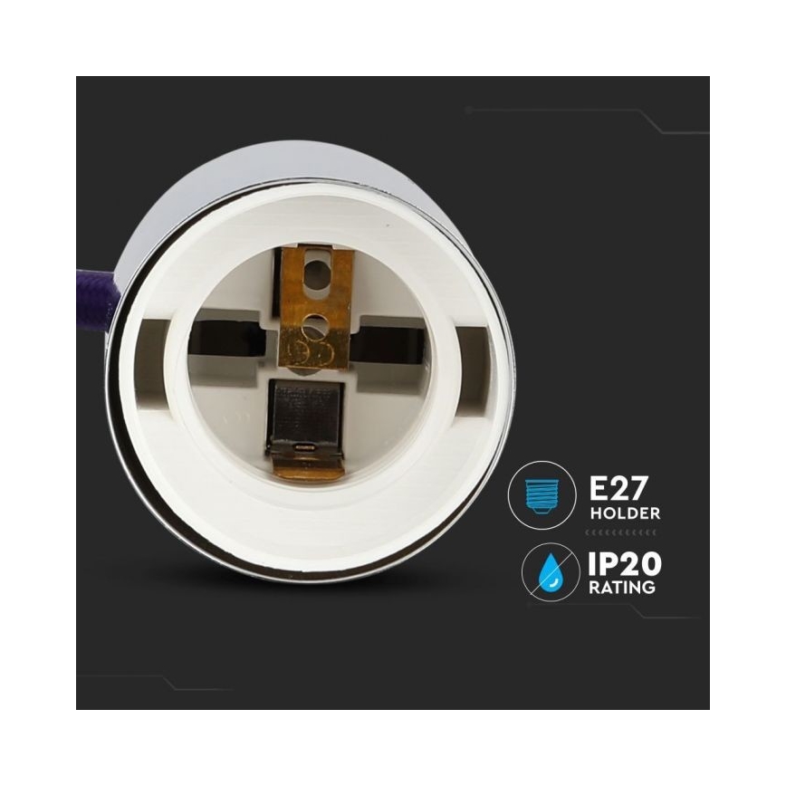 Cavo di alimentazione 1xE27/60W/230V viola/cromo lucido