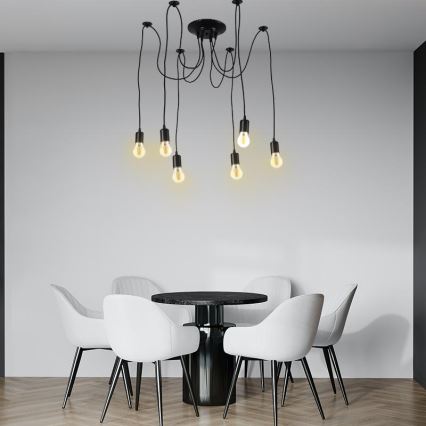 Cavo di alimentazione 6xE27/60W/230V ragno nero