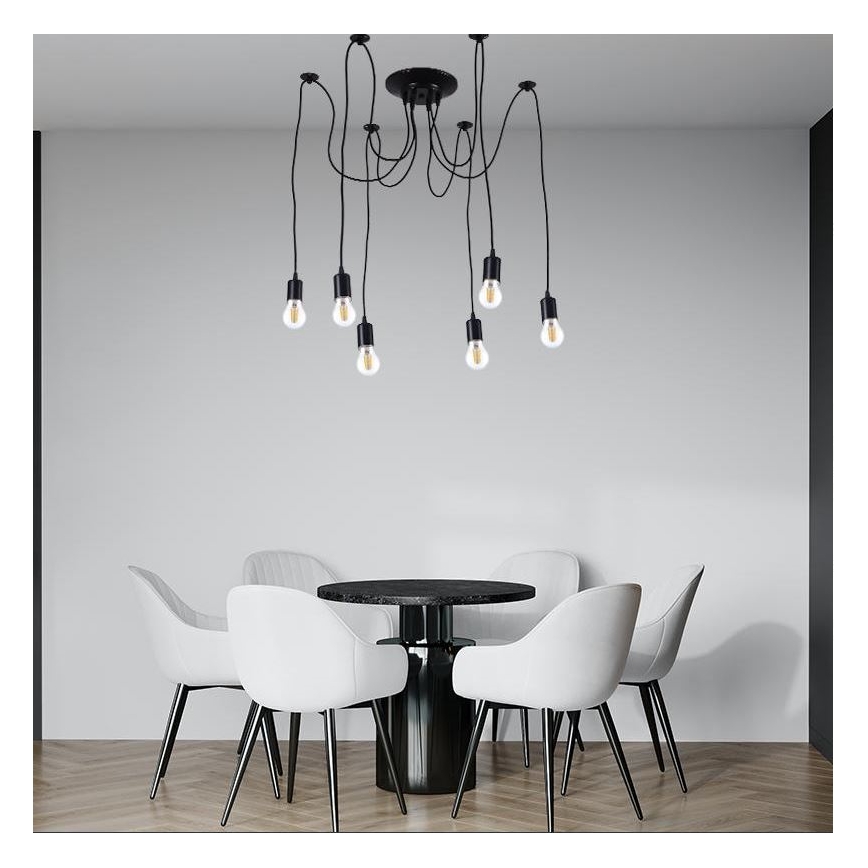 Cavo di alimentazione 6xE27/60W/230V ragno nero