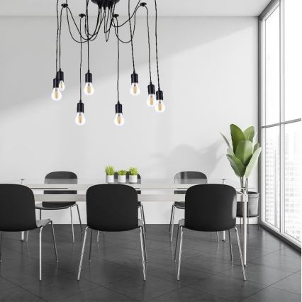 Cavo di alimentazione 8xE27/60W/230V ragno nero