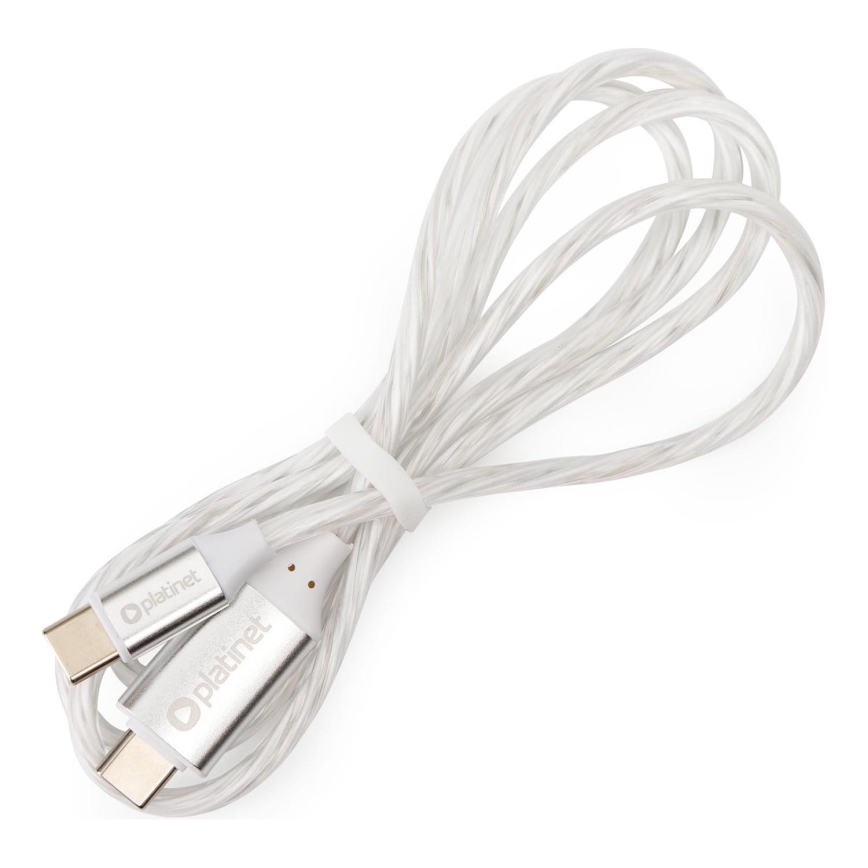 Cavo USB USB-C / USB-C connettore con LED retroilluminazione 60W 1m bianco