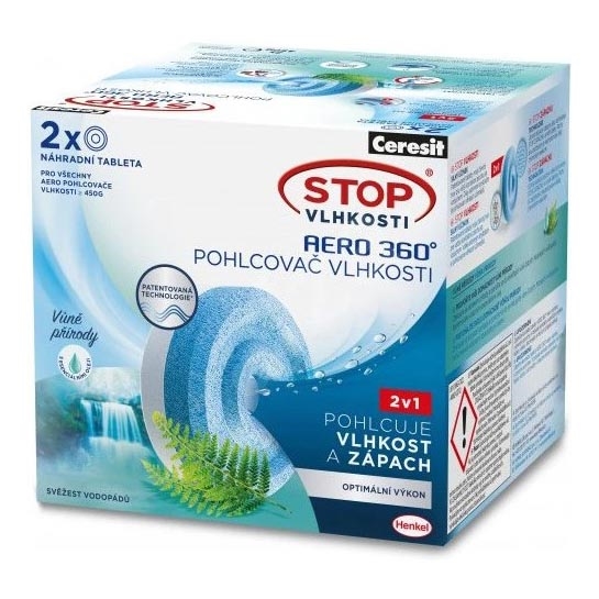 Ceresit - Tabletten für Luftentfeuchter 2-in-1 AERO 360° 2x 450 g Wasserfallfrische