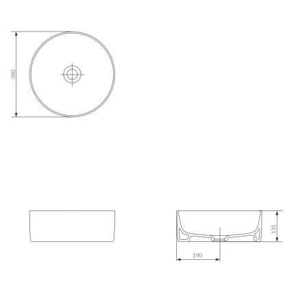 Cersanit K114-020 - Aufsatzwaschbecken CREA Ø 38 cm Keramik/glänzendes Weiß