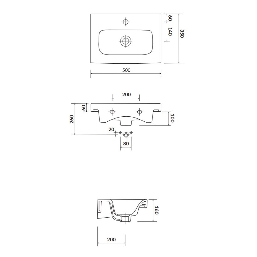 Cersanit K116-008 - Lavabo encastré MODUO SLIM 35x50 cm céramique/blanc brillant