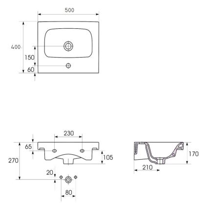 Cersanit K116-009 - Einbauwaschbecken MODUO 40x50 cm Keramik/glänzendes Weiß