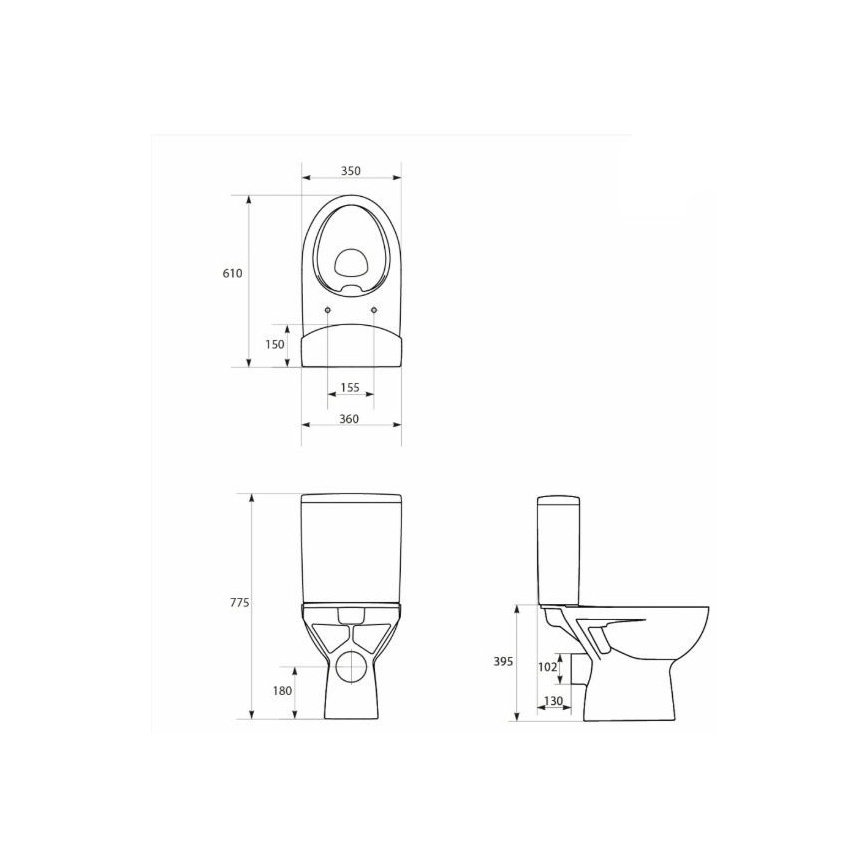 Cersanit K27-062 - Stand-WC PARVA Keramik/Weiß