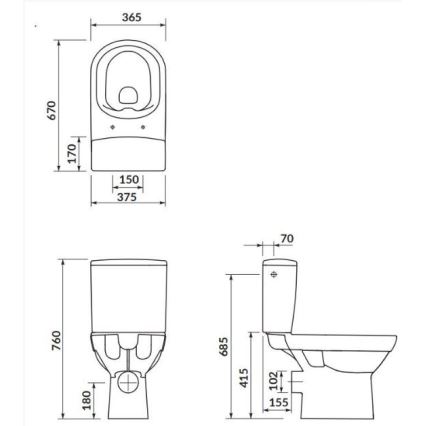 Cersanit K35-037 - Stand-WC mit Sitz CITY Keramik/Weiß