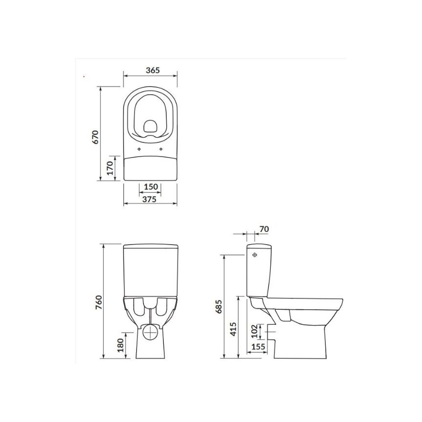 Cersanit K35-037 - Stand-WC mit Sitz CITY Keramik/Weiß