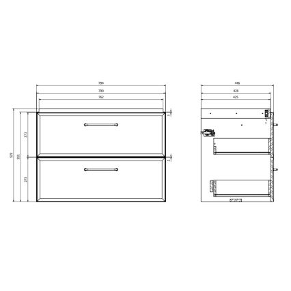 Cersanit S1017-003 - Hängender Unterschrank für Waschbecken MILLE 80x45 cm schwarz