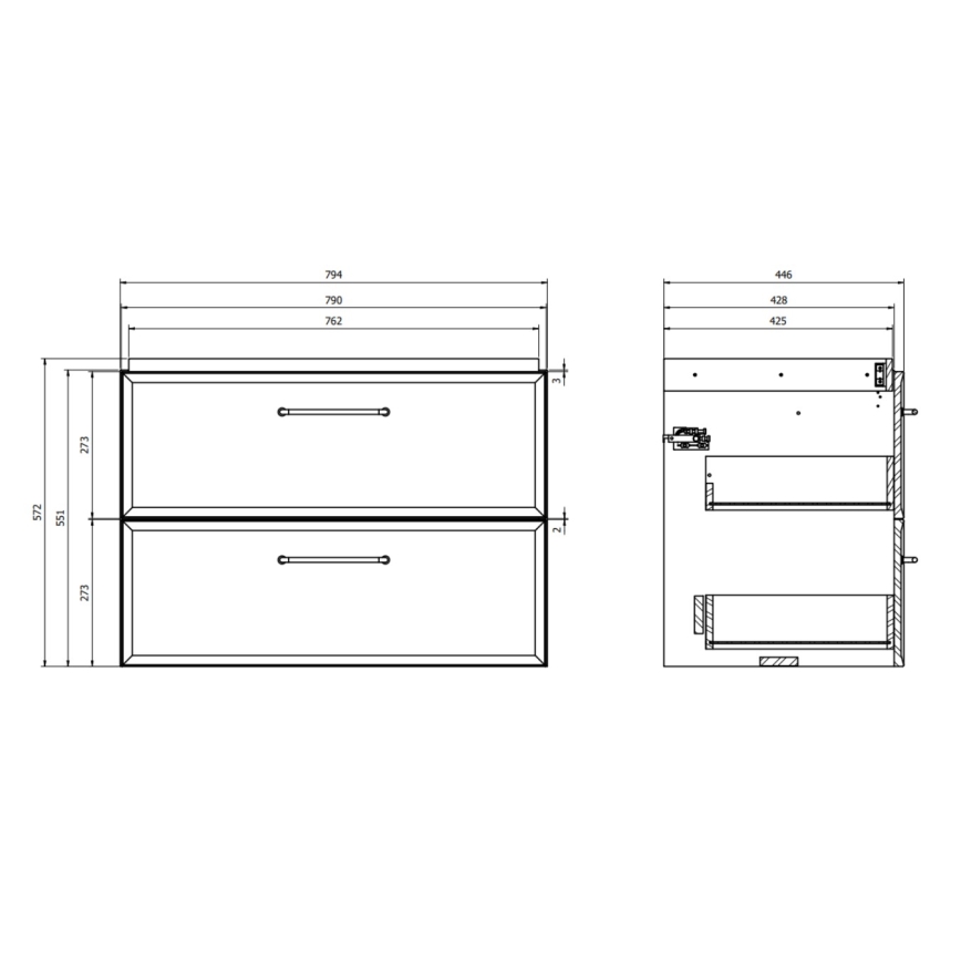 Cersanit S1017-003 - Mobile bagno sospeso sottolavabo MILLE 80x45 cm, nero