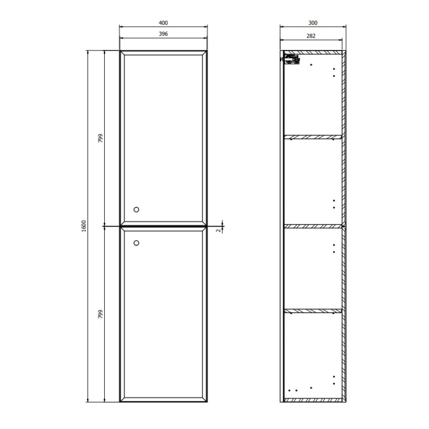 Cersanit S1021-012 - Mobile da bagno sospeso MILLE 40x160x30 cm verde menta