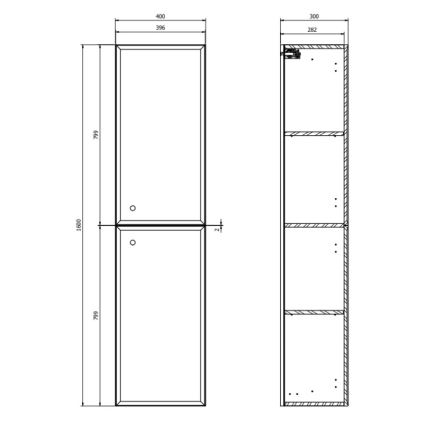 Cersanit S1021-012 - Pensile da bagno sospeso MILLE 160x40 cm verde menta