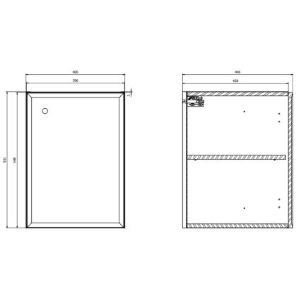 Cersanit S1022-005 - Mobile sospeso da bagno MILLE 40x45 cm, nero opaco