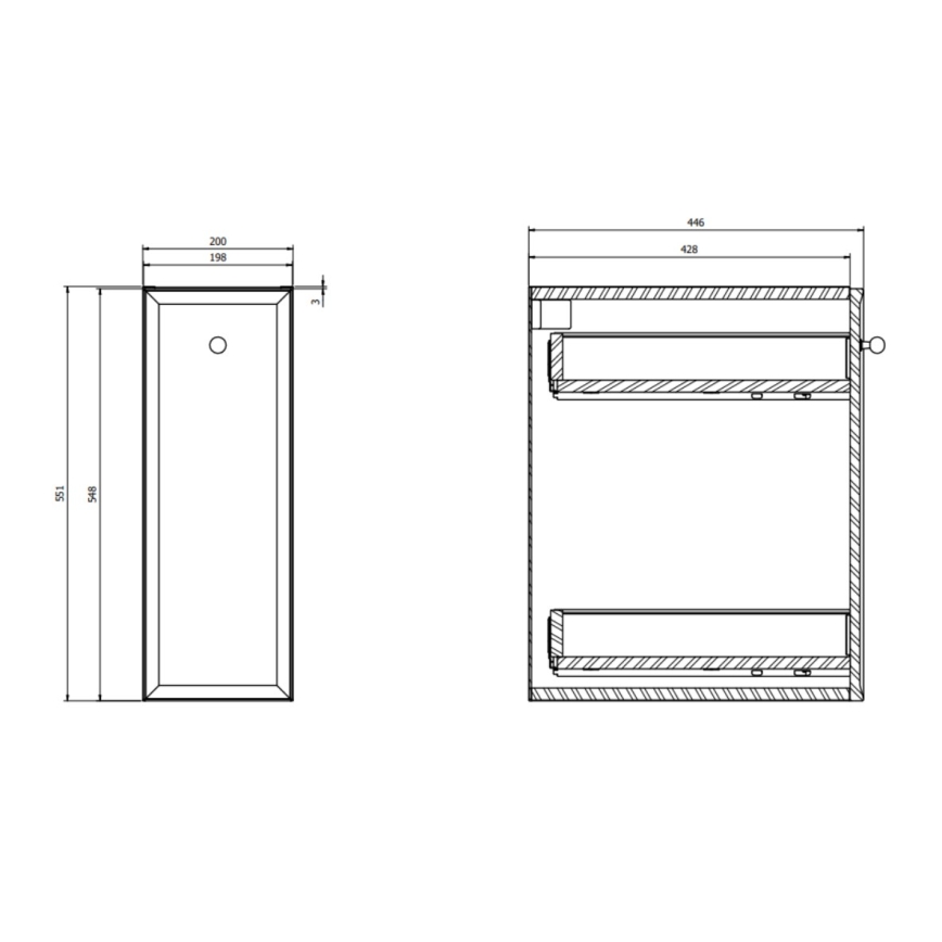 Cersanit S1022-008 - Hängeschrank MILLE für das Badezimmer 20x45 cm, mintfarben