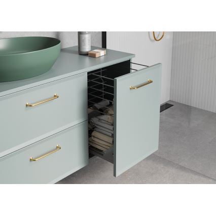 Cersanit S1022-010 - Hängender Badezimmerschrank MILLE mit Wäschekorb, 40x45 cm, Mintgrün
