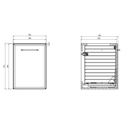 Cersanit S1022-011 - Meuble de salle de bains suspendu MILLE avec panier à linge intégré, 40 x 55 x 45 cm, blanc