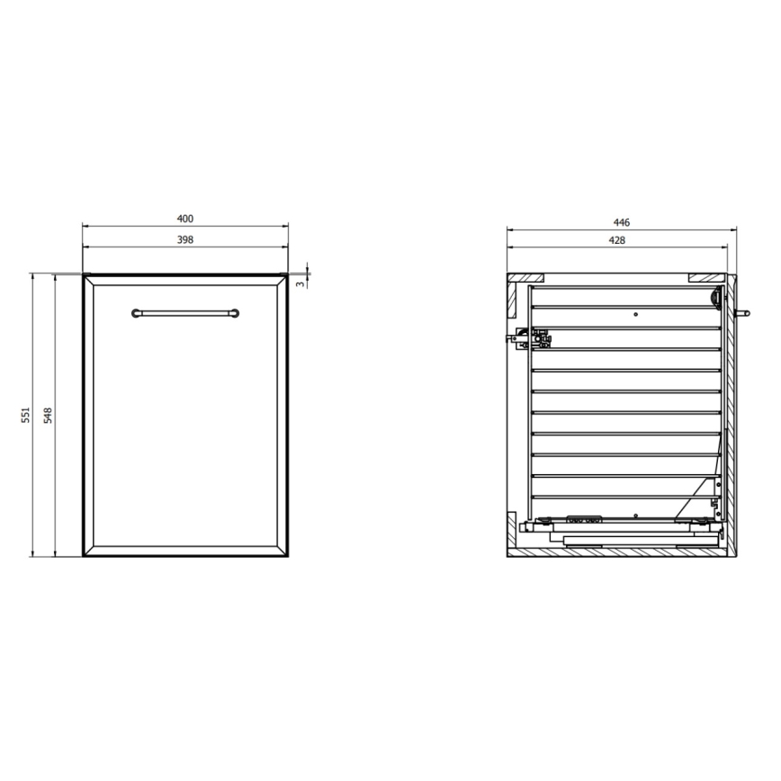 Cersanit S1022-011 - Meuble de salle de bains suspendu MILLE avec panier à linge intégré, 40 x 55 x 45 cm, blanc