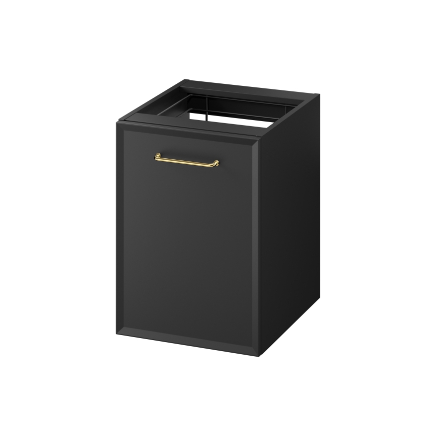Cersanit S1022-012 - Wandhängender Badezimmerschrank MILLE mit Wäschekorb, 40x45 cm, schwarz