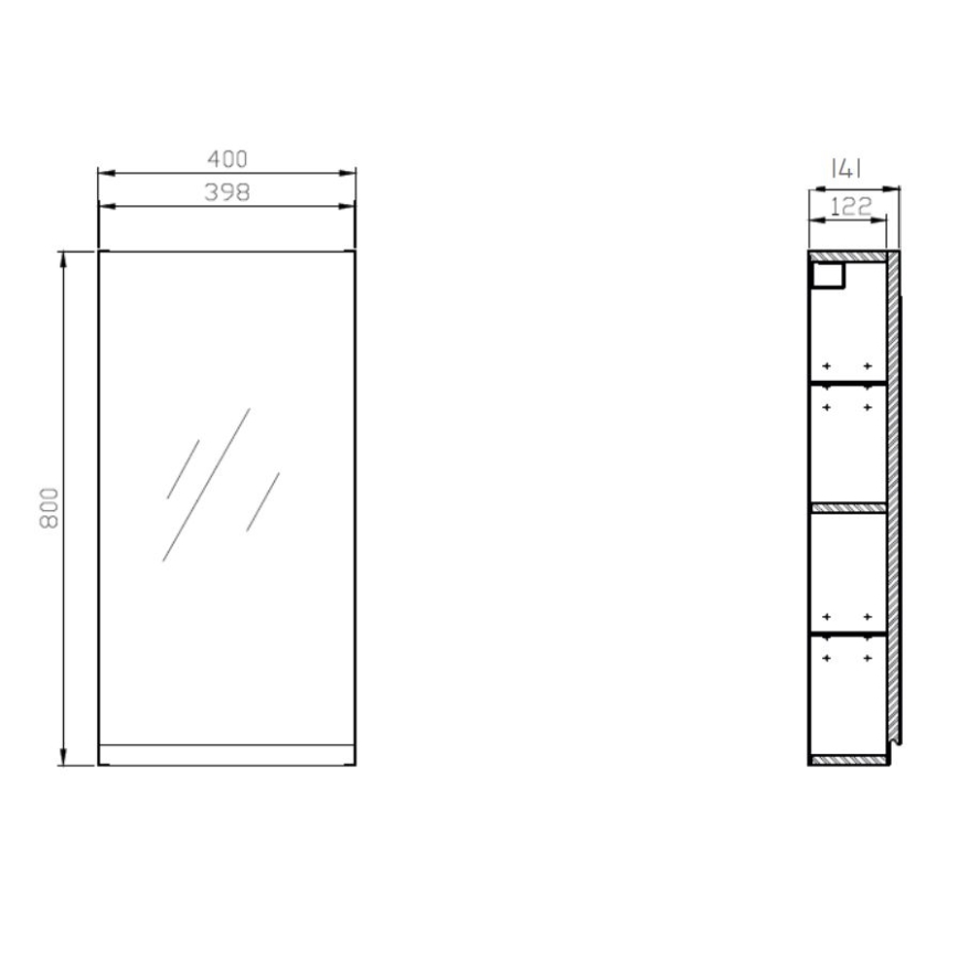 Cersanit S590-030 - Badezimmer-Spiegelschrank MEDDIE 80x40 cm