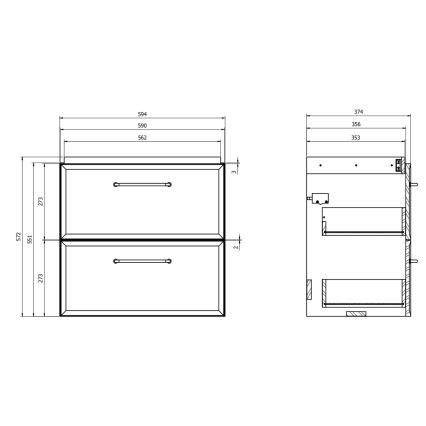 Cersanit S590-100 - Hängender Waschtischunterschrank MILLE SLIM 60x38 cm schwarz