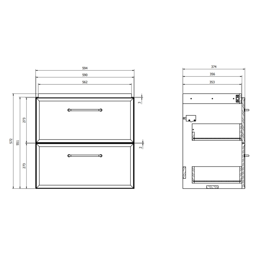 Cersanit S590-100 - Hängender Waschtischunterschrank MILLE SLIM 60x38 cm schwarz