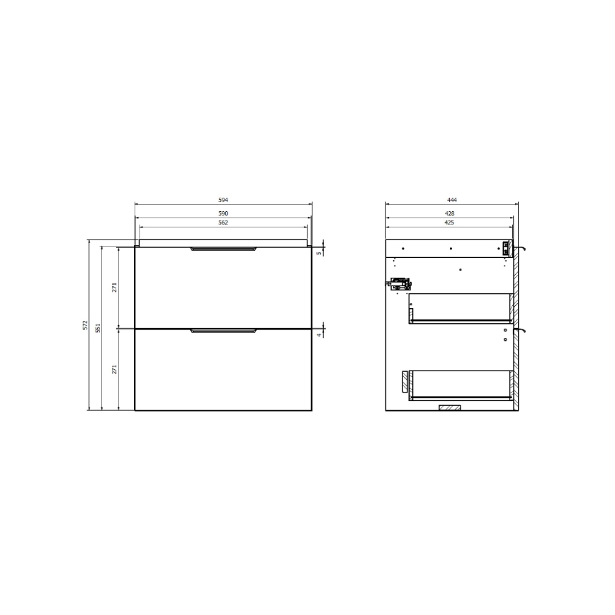 Cersanit S598-046-DSM- Mobile da bagno sospeso per lavabo MALIKA 60x45 cm bianco