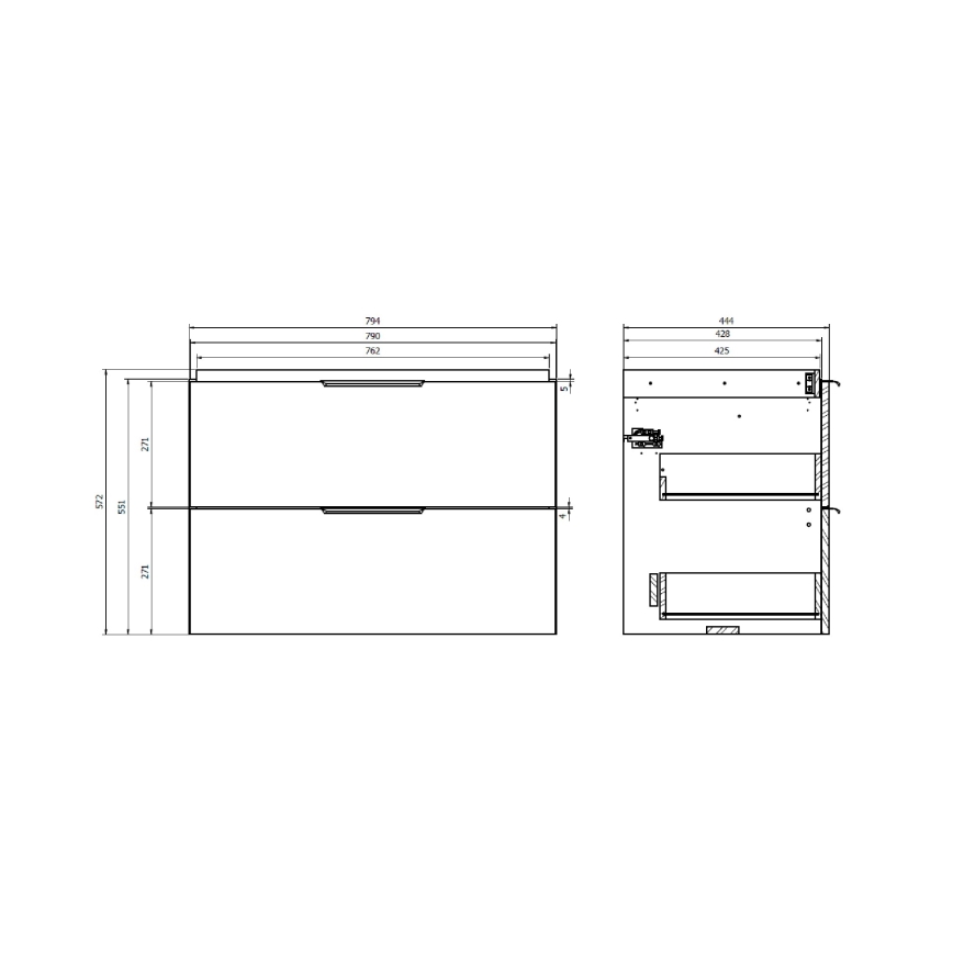 Cersanit S598-048-DSM - Meuble sous-vasque suspendu MALIKA 80 x 45 cm blanc