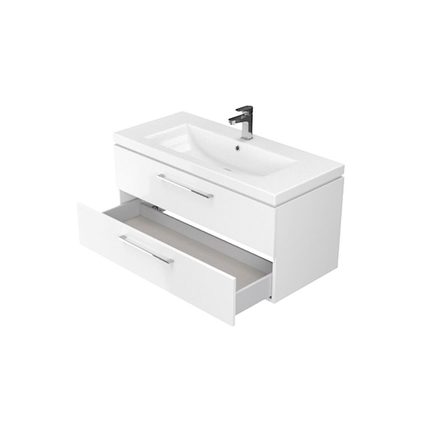 Cersanit S801-149-DSM - Meuble de salle de bain suspendu avec lavabo ELODY 46x80 cm blanc