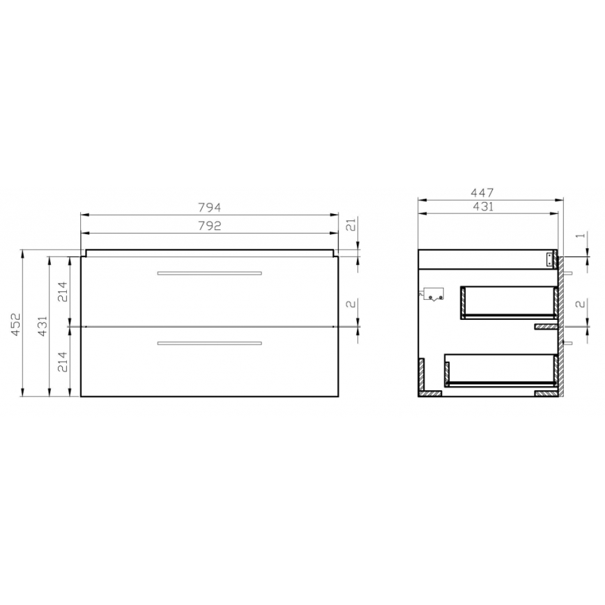 Cersanit S801-149-DSM - Mobile bagno sospeso con lavabo ELODY 46x80 cm bianco
