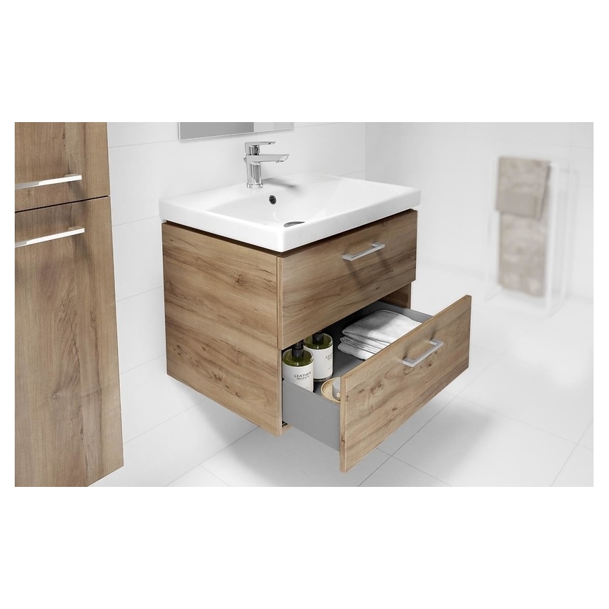 Cersanit S801-153-DSM - Hängender Badunterschrank mit Waschbecken ELIS 46x50 cm Walnuss