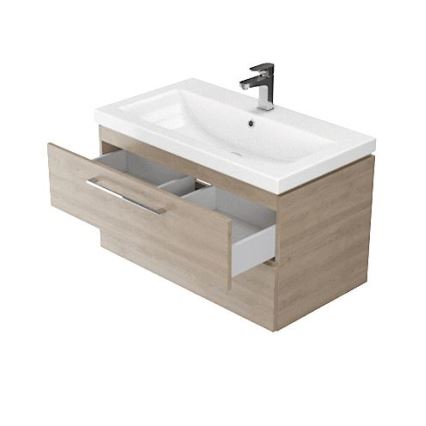 Cersanit S801-154-DSM - Meuble de salle de bain suspendu avec lavabo ELODY 46x80 cm noyer