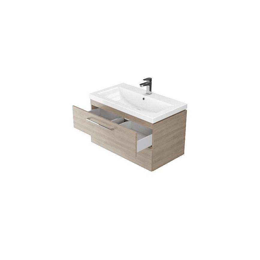 Cersanit S801-154-DSM - Meuble de salle de bain suspendu avec lavabo ELODY 46x80 cm noyer