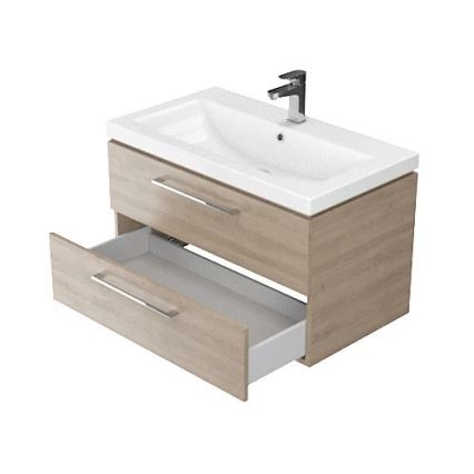 Cersanit S801-154-DSM - Meuble de salle de bain suspendu avec lavabo ELODY 46x80 cm noyer