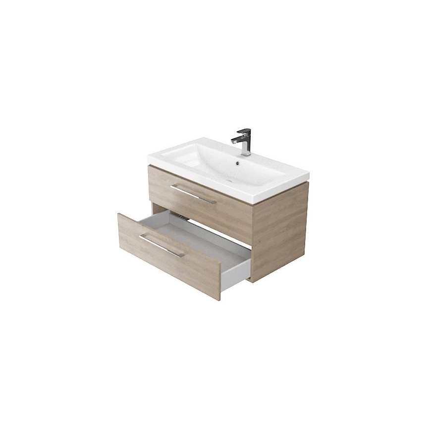 Cersanit S801-154-DSM - Meuble de salle de bain suspendu avec lavabo ELODY 46x80 cm noyer