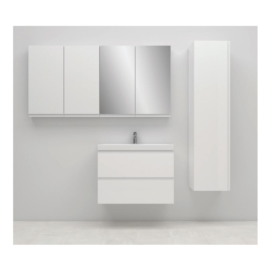 Cersanit S801-221-DSM - Armoire de salle de bain suspendue avec lavabo MEDDIE 62x80 cm blanc brillant