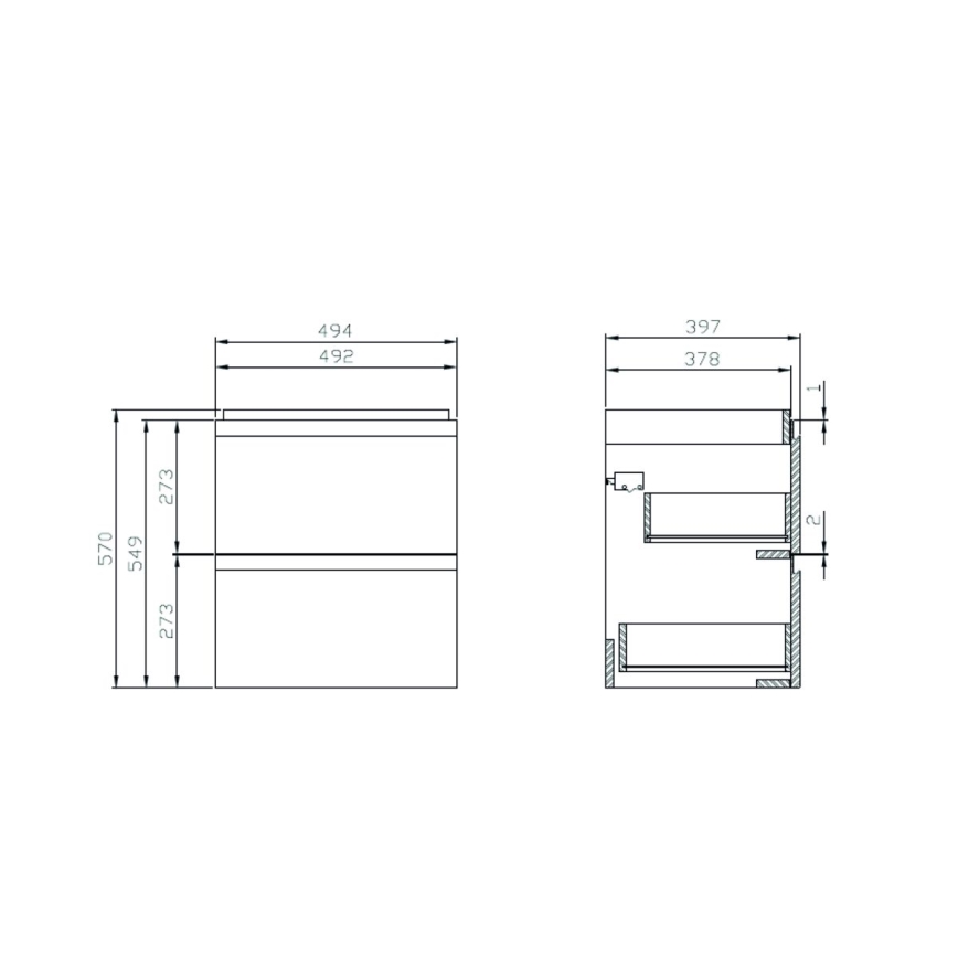 Cersanit S801-312-ECO - Meuble de salle de bains suspendu avec lavabo MODUO 50x40 cm blanc