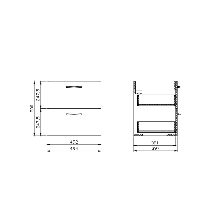 Cersanit S801-456 - Meuble de salle de bains suspendu avec lavabo NIKO 50x40 cm blanc